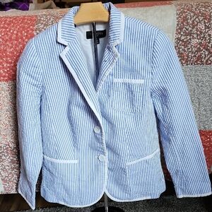 Talbots Striped Blazer in Blue and White